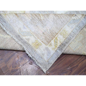 10'x13'10" Chrome Gray, Hand Knotted, Afghan Angora Oushak with Large Floral Pattern, Natural Dyes, Soft Wool, Oriental Rug FWR446754