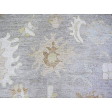 Load image into Gallery viewer, 10&#39;x13&#39;10&quot; Chrome Gray, Hand Knotted, Afghan Angora Oushak with Large Floral Pattern, Natural Dyes, Soft Wool, Oriental Rug FWR446754