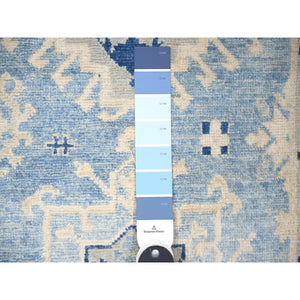 12'1"x17'4" Beau Blue with Huntington White, Vintage Look Kazak, Hand Knotted , Natural Dyes, High Grade Wool, Oversized Oriental Rug FWR447612