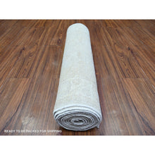 Load image into Gallery viewer, 2&#39;9&quot;x13&#39;10&quot; Lexicon Ivory, Natural Wool, White Wash Peshawar with Faded Design, Natural Dyes, Hand Knotted, Runner Oriental Rug FWR447888