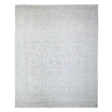 Load image into Gallery viewer, 7&#39;10&quot;x9&#39;5&quot; Anti-Flash White, Hand Knotted, White Wash Khotan Inspired Pomegranate Design, Shiny Wool, Oriental Rug FWR448002