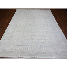 Load image into Gallery viewer, 7&#39;10&quot;x9&#39;5&quot; Anti-Flash White, Hand Knotted, White Wash Khotan Inspired Pomegranate Design, Shiny Wool, Oriental Rug FWR448002