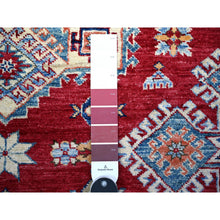 Load image into Gallery viewer, 7&#39;x10&#39; Upsdell Red with Vista White, Hand Knotted, Afghan Super Kazak with Tribal Medallion Design, Natural Dyes, Soft Wool, Oriental Rug FWR448938