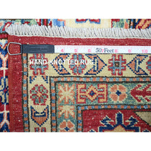 Load image into Gallery viewer, 7&#39;x10&#39; Upsdell Red with Vista White, Hand Knotted, Afghan Super Kazak with Tribal Medallion Design, Natural Dyes, Soft Wool, Oriental Rug FWR448938