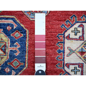 7'x9'8" Rusty Red, 100% Wool, Vegetable Dyes, Afghan Super Kazak with All Over Medallions, Hand Knotted, Oriental Rug FWR448950