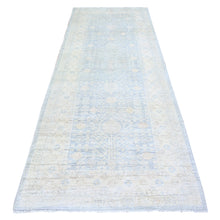 Load image into Gallery viewer, 4&#39;x10&#39; Oxford Gray, White Wash Pomegranate Design Samarkand Khotan Rug, Natural Wool, Hand Knotted, Vegetable Dyes, Densely Woven, Oriental Rug FWR449712