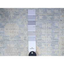 Load image into Gallery viewer, 4&#39;x10&#39; Oxford Gray, White Wash Pomegranate Design Samarkand Khotan Rug, Natural Wool, Hand Knotted, Vegetable Dyes, Densely Woven, Oriental Rug FWR449712