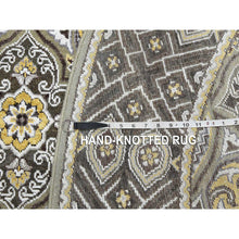 Load image into Gallery viewer, 6&#39;2&quot;x6&#39;2&quot; Taupe-Brown Textured Wool and Silk Mughal Inspired Medallions Design Hand-Knotted Round Oriental Rug FWR450774