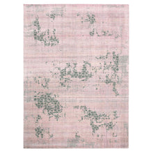 Load image into Gallery viewer, 8&#39;9&quot;x12&#39;2&quot; Pink and Gray, Hand Knotted Erased Persian Design, Zero Pile Pure Silk, Oriental Rug FWR451080