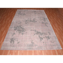 Load image into Gallery viewer, 8&#39;9&quot;x12&#39;2&quot; Pink and Gray, Hand Knotted Erased Persian Design, Zero Pile Pure Silk, Oriental Rug FWR451080