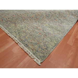 8'10"x12' Colorful, Modern Salt and Pepper Design, Vegetable Dyes Thick and Plush Washed Out, Soft Luxurious Wool Hand Knotted, Oriental Rug FWR451134