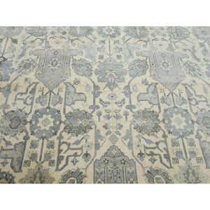 9'1"x12'1" Monochromatic Colors, 100% Pure and Real Silk Hand Knotted, Oushak with Geometric Pattern, Oriental Rug FWR451152