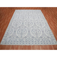 Load image into Gallery viewer, 9&#39;4&quot;x11&#39;9&quot; Ivory, 100% Cotton, Agra with Mughal Flower Bouquet Design Hand Knotted, Oriental Rug FWR451284