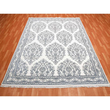 Load image into Gallery viewer, 8&#39;x9&#39;9&quot; Ivory, Hand Knotted 100% Cotton, Agra with Mughal Flower Bouquet Design, Oriental Rug FWR451290