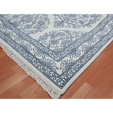 Load image into Gallery viewer, 8&#39;x9&#39;9&quot; Ivory, Hand Knotted 100% Cotton, Agra with Mughal Flower Bouquet Design, Oriental Rug FWR451290