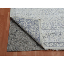 Load image into Gallery viewer, 9&#39;1&quot;x11&#39;10&quot; Ivory, Hand Knotted 100% Cotton, Agra with Mughal Flower Bouquet Trellis Design, Oriental Rug FWR451302