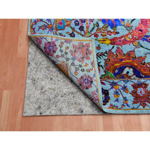 Load image into Gallery viewer, 9&#39;x12&#39;2&quot; Light Blue, Colorful Sickle Leaf 17th Century Design, Sari Silk and Wool Hand Knotted, Oriental Rug FWR451470