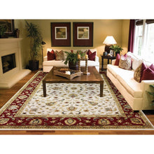 Load image into Gallery viewer, 9&#39;x12&#39;3&quot; Ivory, Thick and Plush Wool and Silk, Hand Knotted Rajasthan with All Over Leaf Design, Oriental Rug FWR451584
