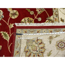 Load image into Gallery viewer, 8&#39;x10&#39; Burgundy Red, Thick and Plush Wool and Silk, Hand Knotted Rajasthan All Over Leaf Design, Oriental Rug FWR451620