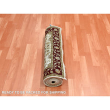 Load image into Gallery viewer, 2&#39;7&quot;x8&#39; Ivory, Rajasthan with All Over Leaf Design Thick and Plush, Wool and Silk Hand Knotted, Runner Oriental Rug FWR451650