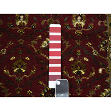 Load image into Gallery viewer, 2&#39;1&quot;x3&#39;2&quot; Burgundy Red, Wool and Silk Hand Knotted, Rajasthan All Over Leaf Design Thick and Plush, Mat Oriental Rug FWR451674