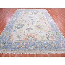 Load image into Gallery viewer, 9&#39;x12&#39;3&quot; Pink Gray and Cornflower Blue, Oushak re imagined, Natural Wool, Hand Knotted, Soft and Lush Pile, Natural Dyes Oriental Rug FWR451824