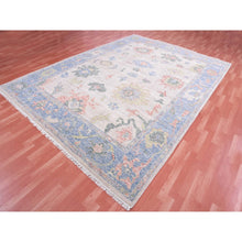 Load image into Gallery viewer, 9&#39;x12&#39;3&quot; Pink Gray and Cornflower Blue, Oushak re imagined, Natural Wool, Hand Knotted, Soft and Lush Pile, Natural Dyes Oriental Rug FWR451824