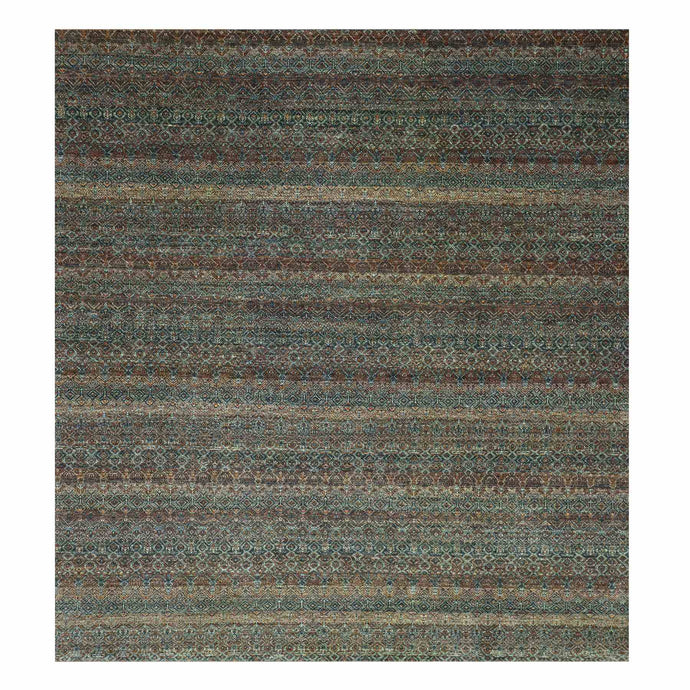 12'x12' Rust Brown, Kohinoor Herat Small Geometric Repetitive Design, 100% Plush Wool, Hand Knotted, XL Square Oriental Rug FWR476724