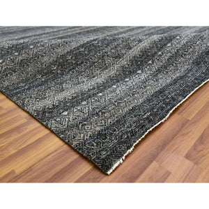 10'x10' Arsenic Gray, 100% Plush Wool, Hand Knotted, Kohinoor Herat Small Geometric Repetitive Design, Square Oriental Rug FWR476760
