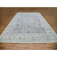 Load image into Gallery viewer, 10&#39;x14&#39; Ghost White, Mamluk Dynasty, Tone on Tone Design, Undyed 100% Wool, Hand Knotted, Oriental Rug FWR476808