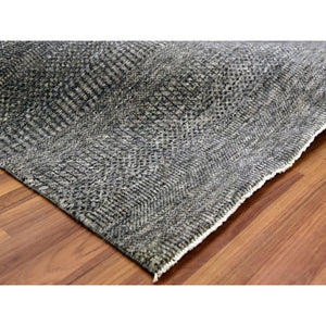 6'x9'1" Medium Gray, Hand Knotted, Modern Grass Design, Natural Undyed Wool, Oriental Rug FWR476850