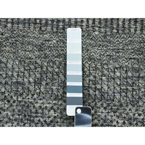 6'x9'1" Medium Gray, Hand Knotted, Modern Grass Design, Natural Undyed Wool, Oriental Rug FWR476850