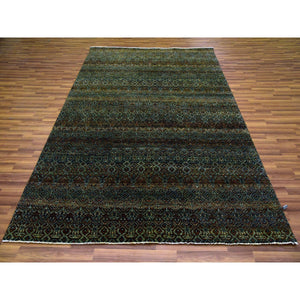 6'x9'1" Rust Brown, 100% Plush Wool, Hand Knotted, Kohinoor Herat Small Geometric Repetitive Design, Oriental Rug FWR476856