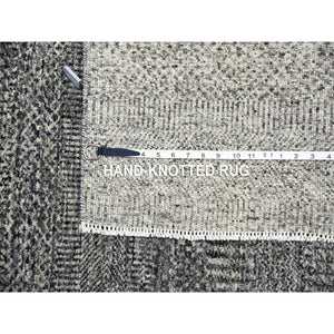 5'2"x7' Medium Gray, Natural Undyed Wool, Hand Knotted, Modern Grass Design, Oriental Rug FWR476868