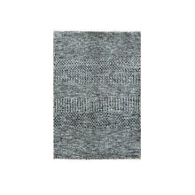 Load image into Gallery viewer, 2&#39;x3&#39; Medium Gray, Hand Knotted, Modern Grass Design, Natural Undyed Wool, Mat Oriental Rug FWR476904