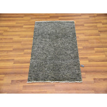 Load image into Gallery viewer, 2&#39;x3&#39; Medium Gray, Hand Knotted, Modern Grass Design, Natural Undyed Wool, Mat Oriental Rug FWR476904
