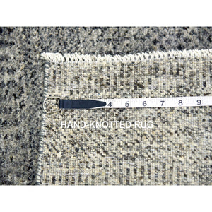 2'x3' Medium Gray, Hand Knotted, Modern Grass Design, Natural Undyed Wool, Mat Oriental Rug FWR476904