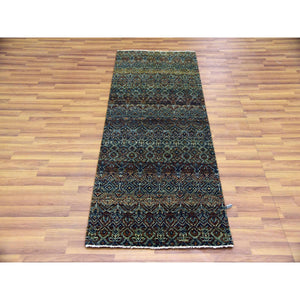 2'6"x6'1" Rust Brown, Kohinoor Herat Small Geometric Repetitive Design, 100% Plush Wool, Hand Knotted, Runner Oriental Rug FWR476934