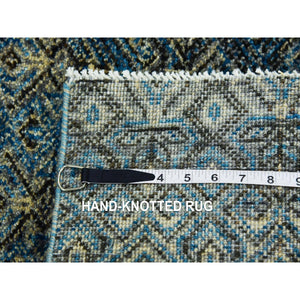 2'6"x6'2" Yale Blue, Hand Knotted, Kohinoor Herat Small Geometric Repetitive Design, 100% Plush Wool, Runner Oriental Rug FWR476982