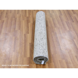 3'x5'1" Gainsboro Gray, Modern Tone on Tone Grass Design, Hand Knotted, Undyed Organic Wool, Oriental Rug FWR477144