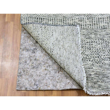 Load image into Gallery viewer, 2&#39;6&quot;x12&#39; Platinum Gray, Modern 100% Undyed Wool Tone on Tone Grass Design, Hand Knotted, Runner Oriental Rug FWR477174