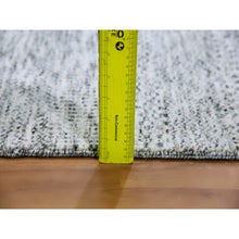 Load image into Gallery viewer, 4&#39;x12&#39;2&quot; Medium Gray, Tone on Tone, Modern Grass Design, Organic Undyed Wool, Hand Knotted, Wide Runner Oriental Rug FWR477180