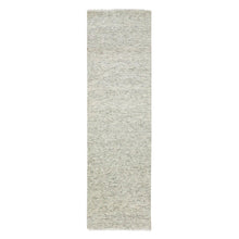Load image into Gallery viewer, 2&#39;6&quot;x9&#39;3&quot; Goose Gray, Tone on Tone, Modern Grass Design, 100% Undyed Wool, Hand Knotted, Runner Oriental Rug FWR477204