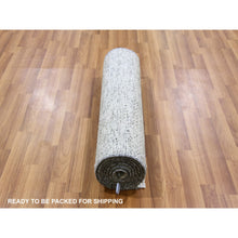 Load image into Gallery viewer, 2&#39;6&quot;x9&#39;3&quot; Goose Gray, Tone on Tone, Modern Grass Design, 100% Undyed Wool, Hand Knotted, Runner Oriental Rug FWR477204