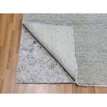 Load image into Gallery viewer, 10&#39;x10&#39; Pale Smoke Gray, Modern Grass Design, Tone on Tone, Undyed 100% Wool, Hand Knotted, Square Oriental Rug FWR477210