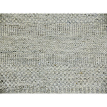 Load image into Gallery viewer, 10&#39;x10&#39; Pale Smoke Gray, Modern Grass Design, Tone on Tone, Undyed 100% Wool, Hand Knotted, Square Oriental Rug FWR477210