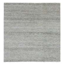 Load image into Gallery viewer, 8&#39;x8&#39; Silver Gray, Modern Grass Design, Tone on Tone, Undyed 100% Wool, Hand Knotted, Square Oriental Rug FWR477354