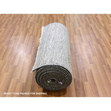 Load image into Gallery viewer, 2&#39;5&quot;x24&#39;3&quot; Light Gray, Modern Grass Design, Tone on Tone, Undyed 100% Wool, Hand Knotted, XL Runner Oriental Rug FWR477420