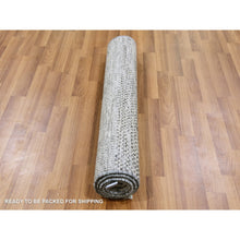 Load image into Gallery viewer, 3&#39;x4&#39;9&quot; Storm Gray, Tone on Tone, Modern Grass Design, Undyed Natural Wool, Hand Knotted, Oriental Rug FWR477462