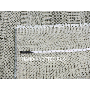 3'x4'9" Storm Gray, Tone on Tone, Modern Grass Design, Undyed Natural Wool, Hand Knotted, Oriental Rug FWR477462